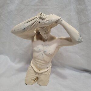 Man's Torso Sculpture Statue Signed Oliver Tupton Muscular Sexy Vintage College
